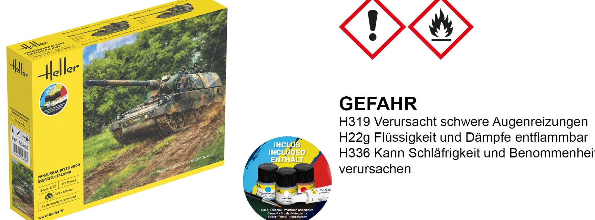 Heller 35805 Panzerhaubitze 2000 - Esercito Italiano | Starter-Kit | Militär Bausatz 1:72