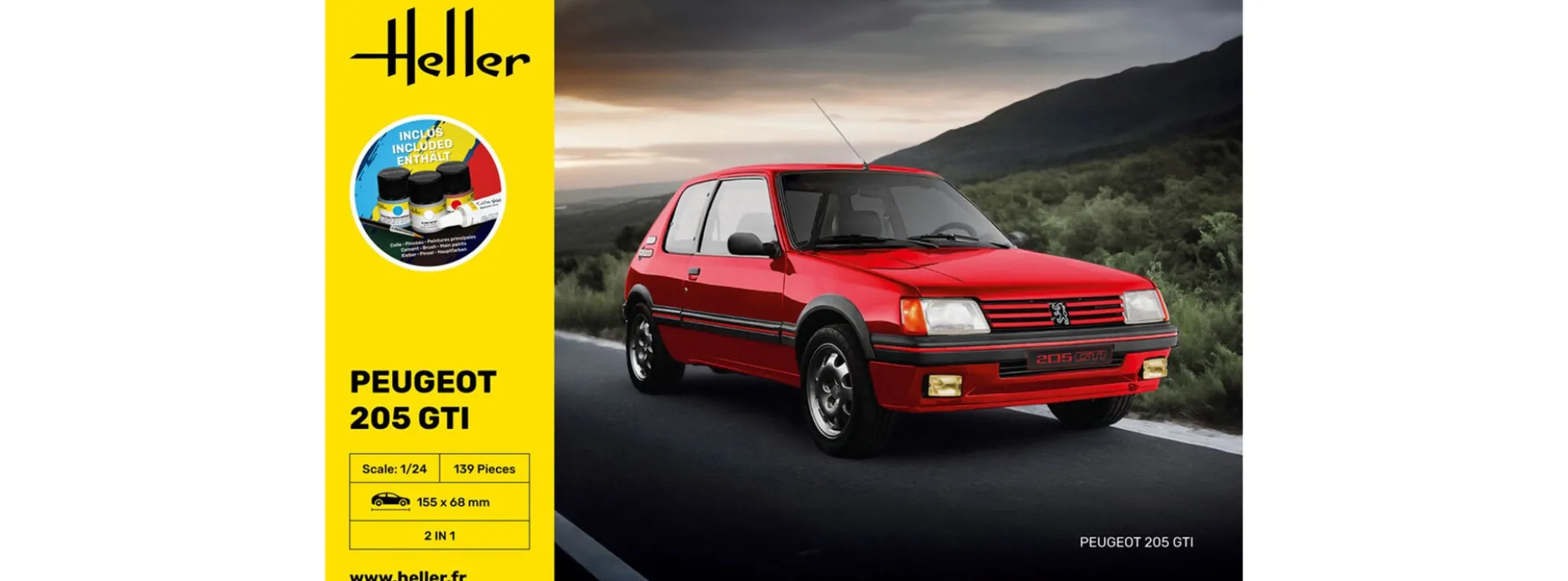 Heller 58705 Peugeot 205 GTI Starter-Kit | Auto Bausatz 1:24
