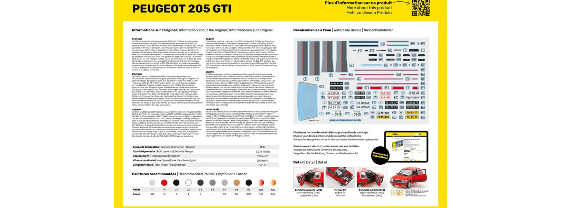Heller 58705 Peugeot 205 GTI Starter-Kit | Auto Bausatz 1:24