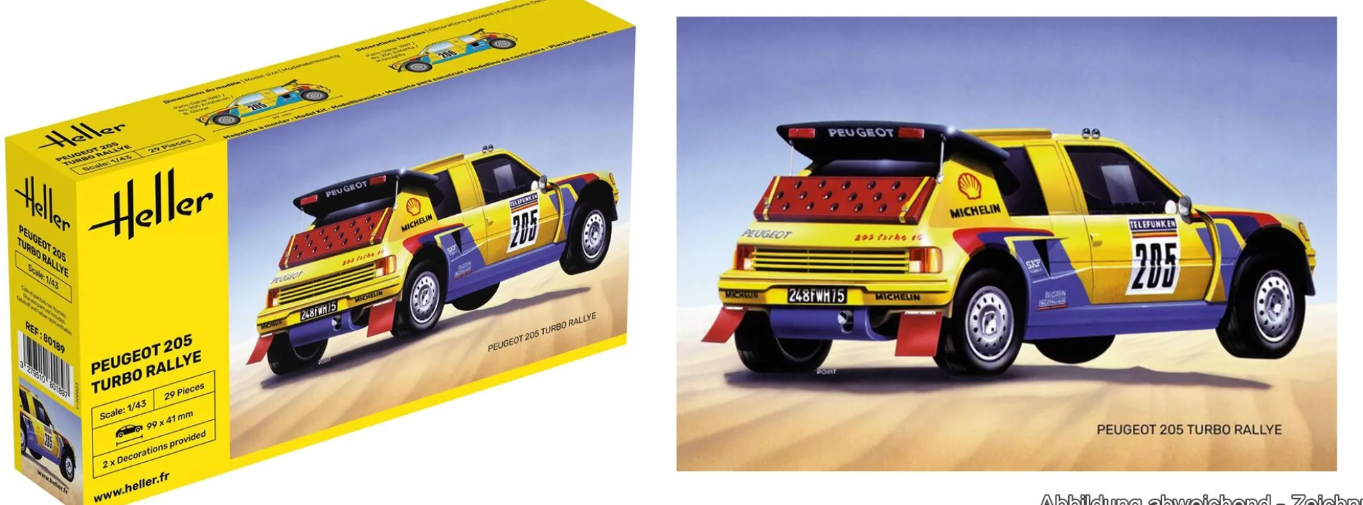 Heller 80189 Peugeot 205 Turbo Rally | Auto Bausatz 1:43