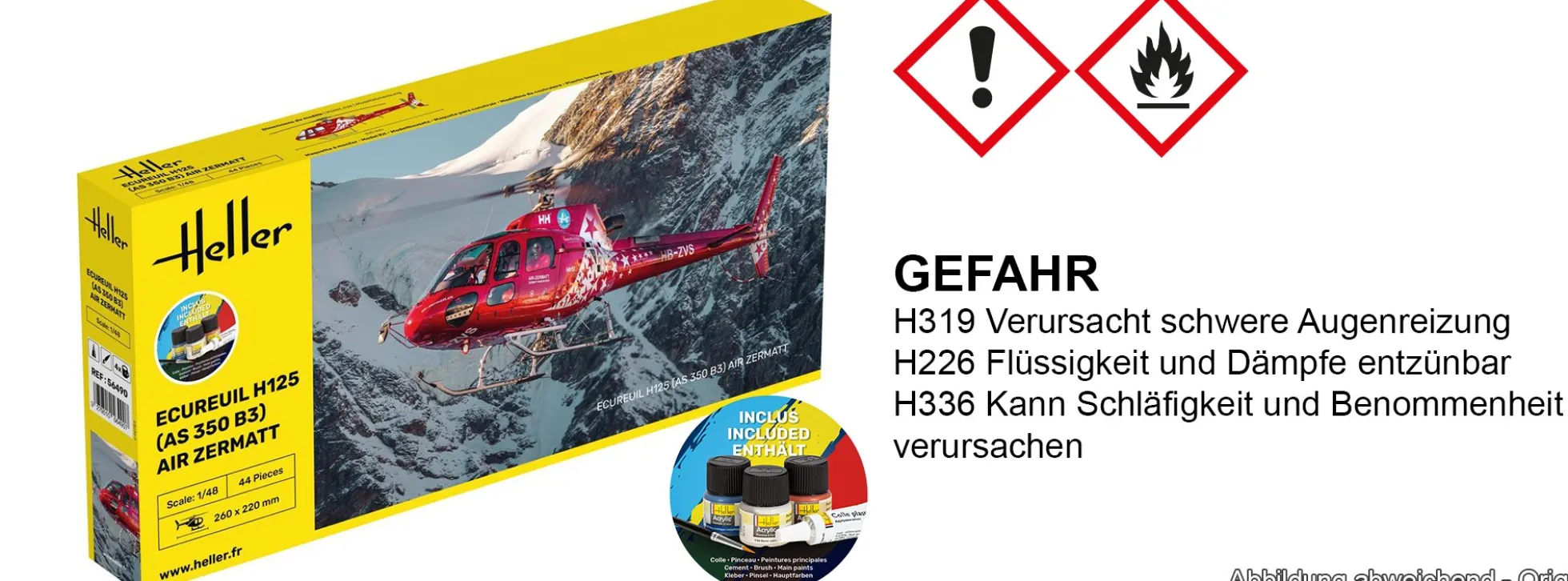Heller 56490 Starter-Kit AS350 B3 Ecureuil | Helikopter Bausatz 1:48