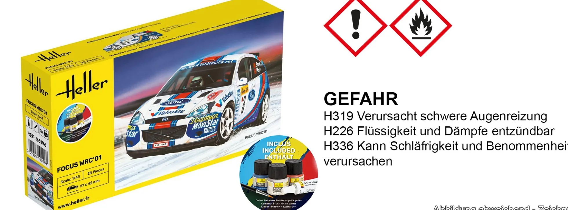 Heller 56196 Starter-Kit Focus WRC 01 | Auto Bausatz 1:43