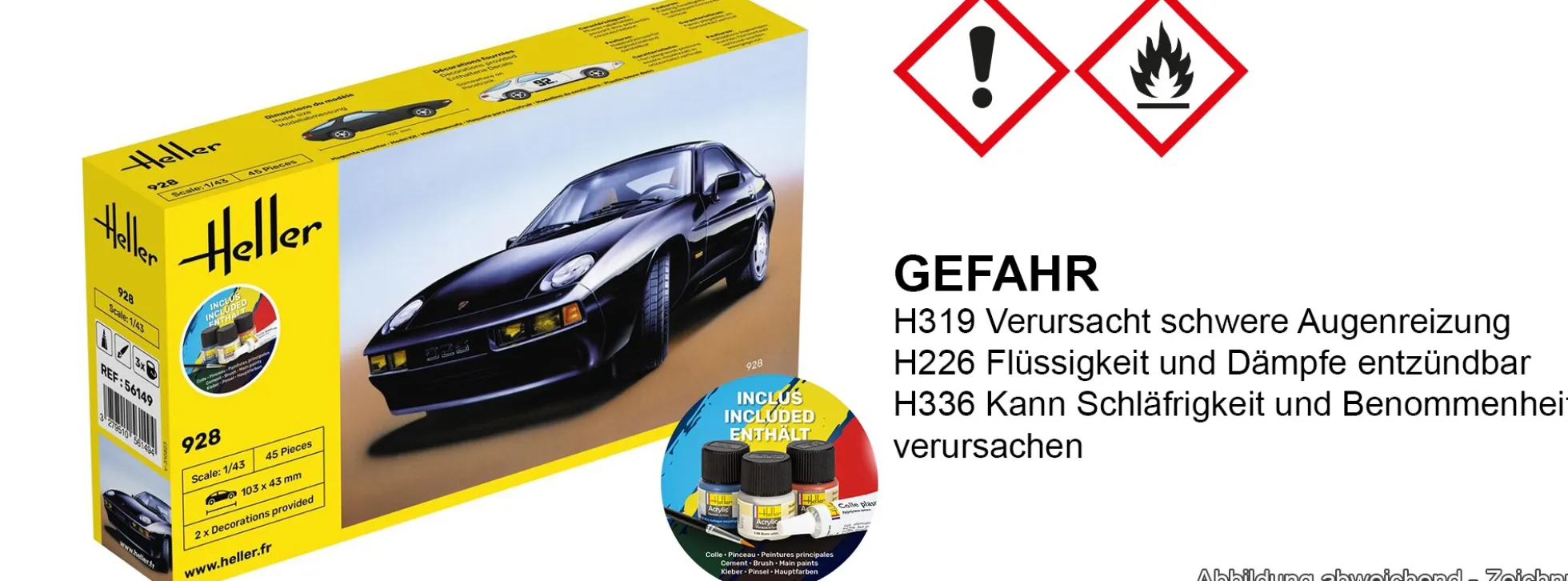 Heller 56149 Starter-Kit Porsche 928 | Auto Bausatz 1:43