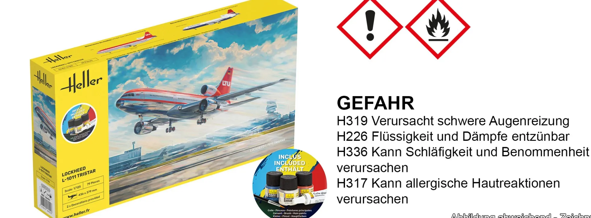 Heller 56451 Tristar LTU Starter-Kit | Flugzeug Bausatz 1:125