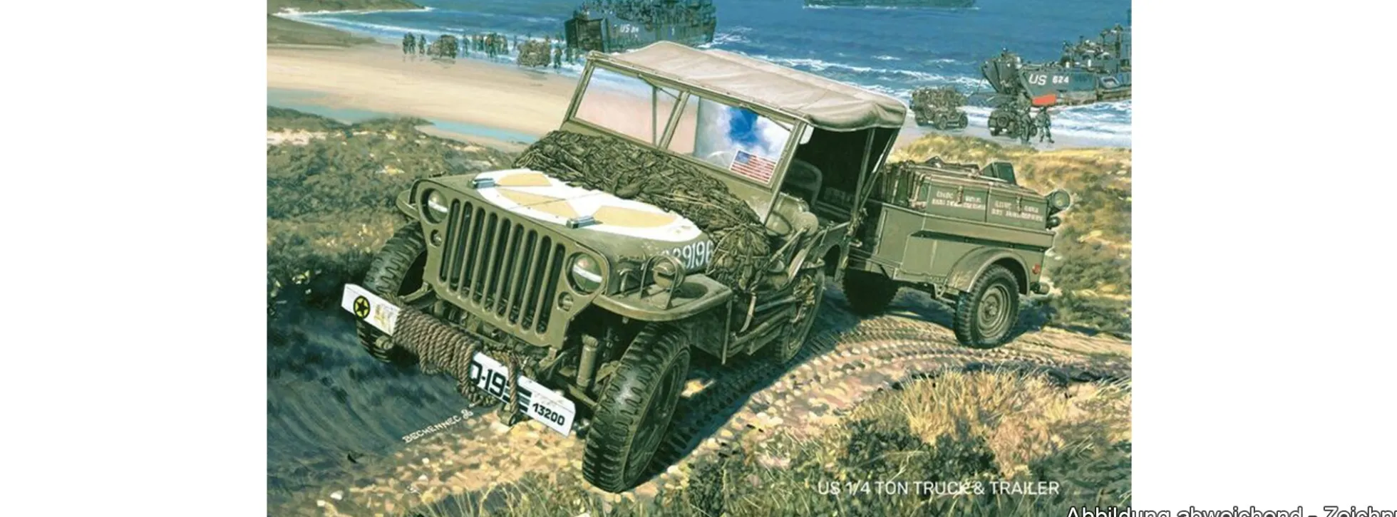 Heller 56997 US M151 1/4-Ton Nutzfahrzeug + Anhänger | Starter-Kit | Militär Bausatz 1:72