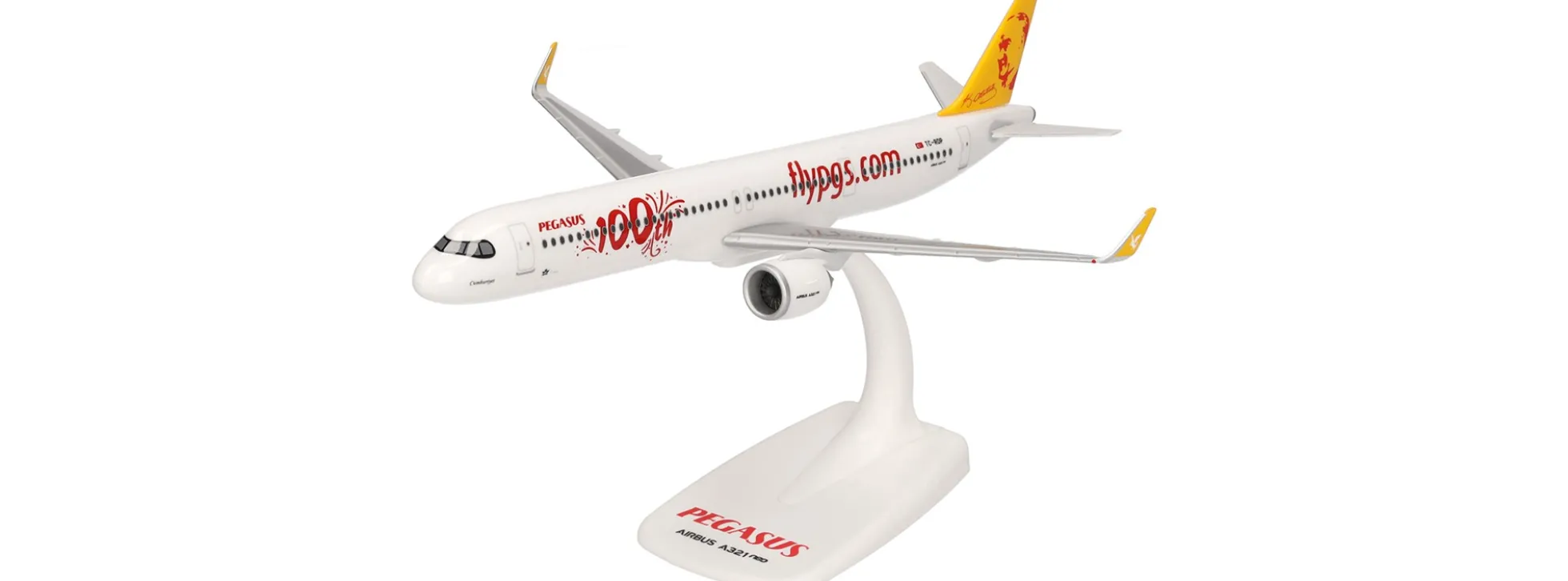 herpa 614320 Airbus A321neo Pegasus Airlines 100th | Snap-Fit WINGS 1:200