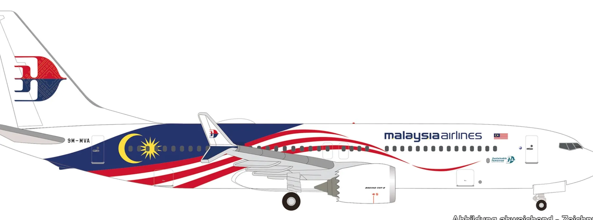 herpa 537780 Boeing B737 Max 8 Malaysia Airlines | WINGS 1:500