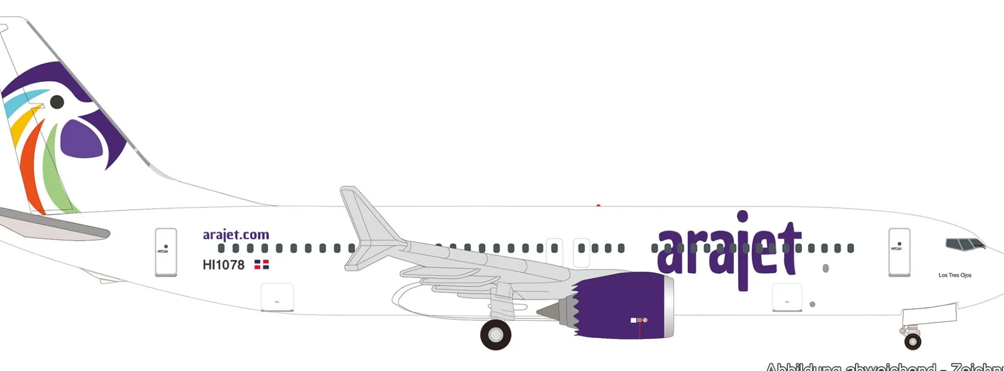 herpa 537131 Boeing 737 Max 8 Arajet Los Tres Ojos | WINGS 1:500