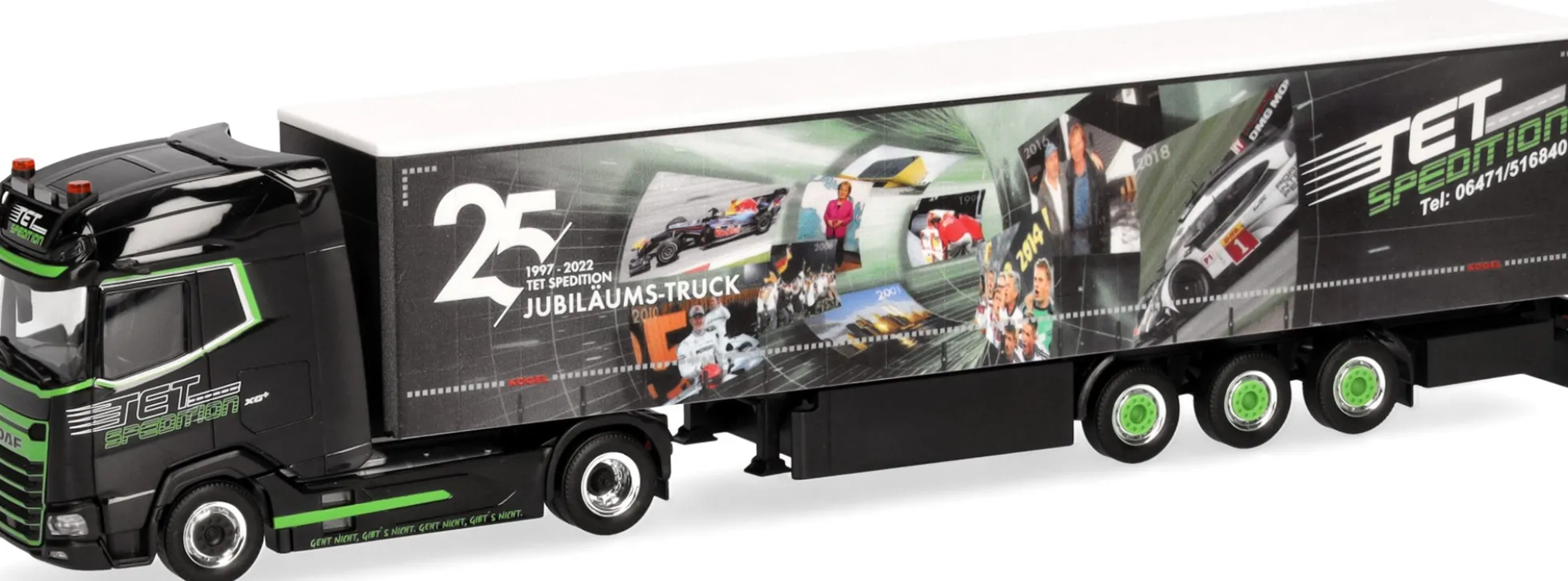 herpa 318907 DAF XG+ Gardinenplanensattelzug TET Jubiläum LKW-Modell 1:87