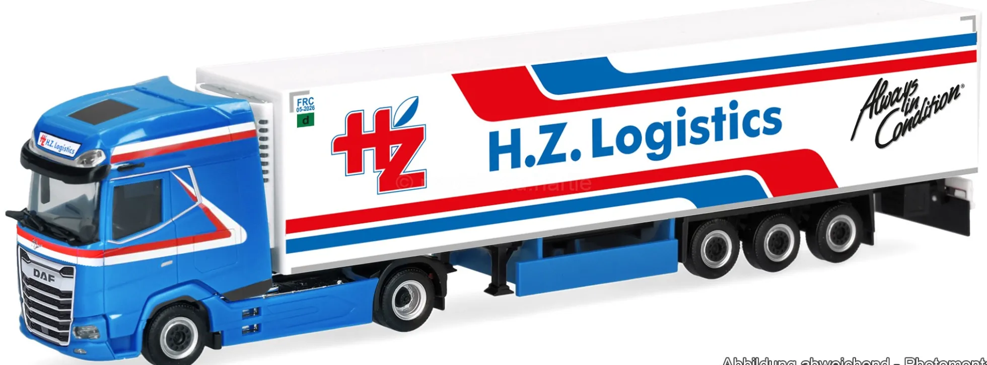 herpa 322416 DAF XG+ Kühlkoffer-Sattelzug - H.Z. Logistics | LKW-Modell 1:87
