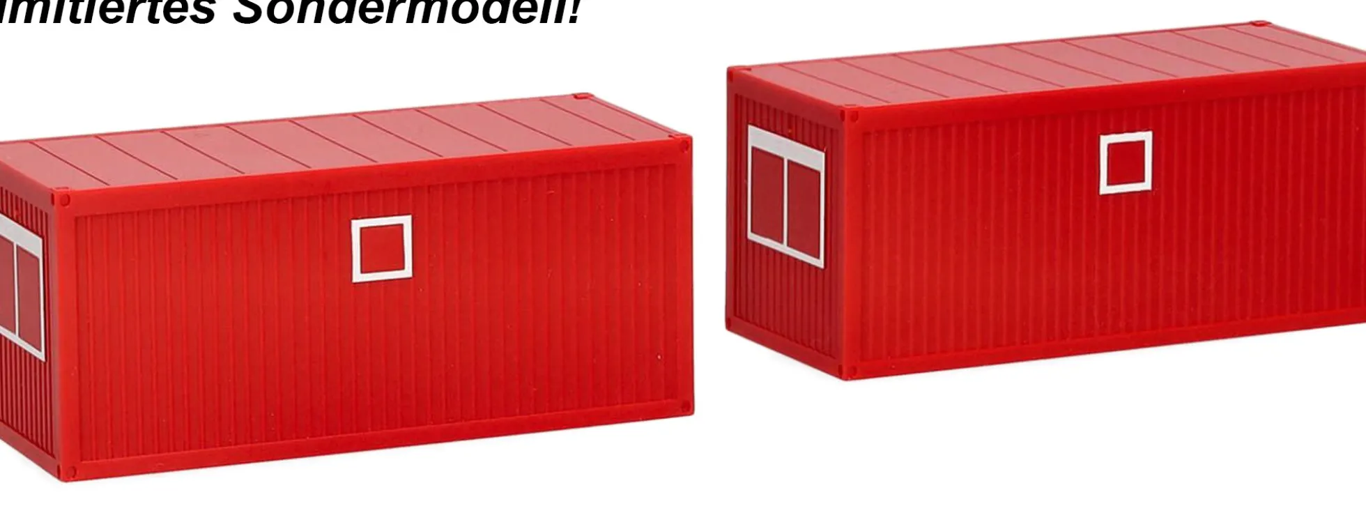 herpa 919609 20 ft. Baucontainer rot | 2 Stück | Sondermodell | Zubehör 1:87