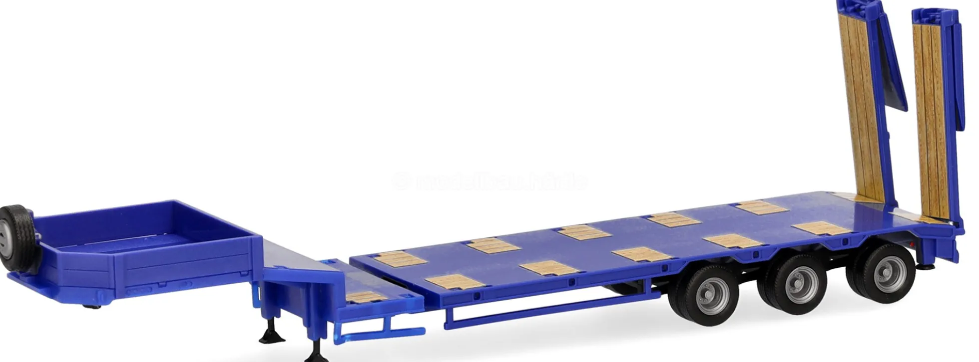 herpa 076371-010 Goldfhofer Semitieflader mit Rampen ultramarinblau | LKW-Modell-Anhänger 1:87