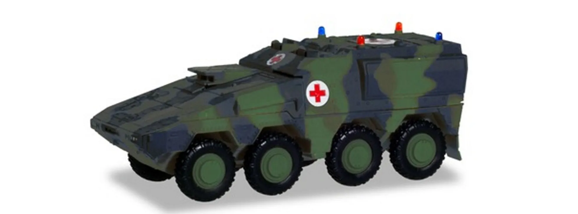 herpa 746410 GTK Boxer Sanitätsfahrzeug dekoriert Tarnlackierung Militärmodell 1:87