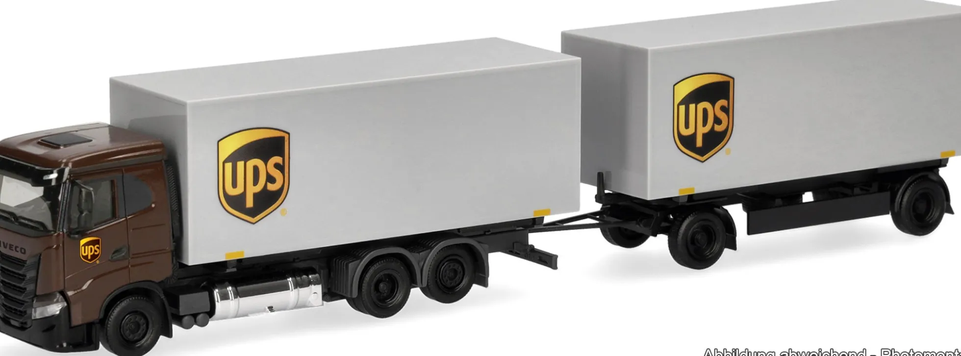 herpa 321761 Iveco S-Way FD Wechselkoffer-Hängerzug UPS | LKW-Modell 1:87