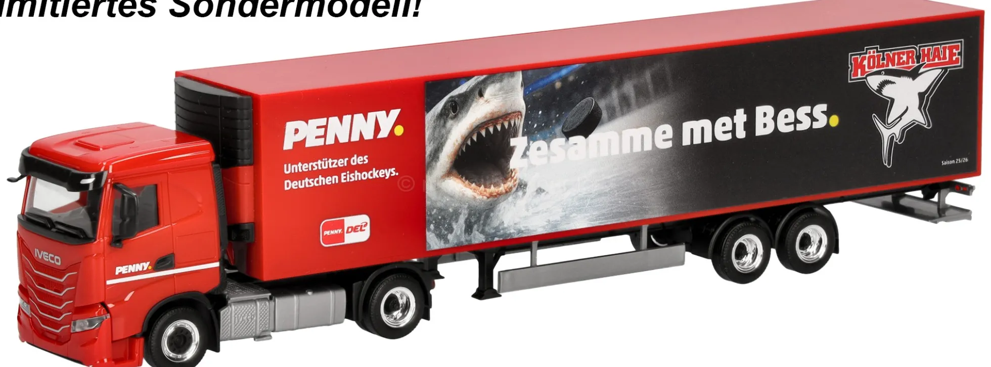 herpa 962070 Iveco S-Way Kühlkoffersattelzug PENNY DEL Kölner Haie LKW-Modell 1:87