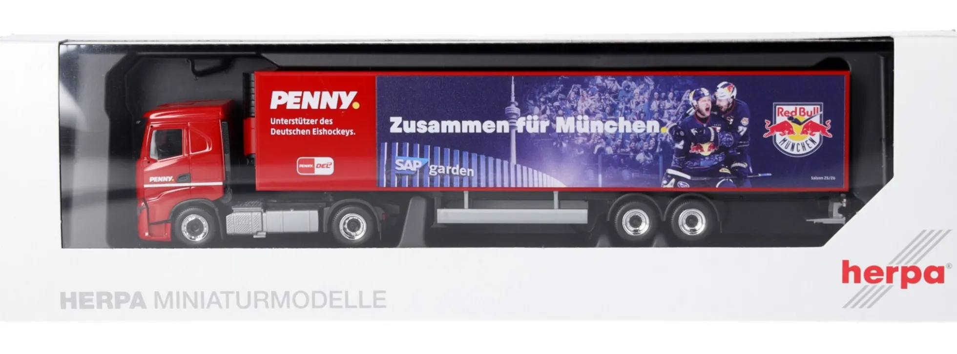 herpa 962094 Iveco S-Way Kühlkoffersattelzug PENNY DEL EHC Red Bull München LKW-Modell 1:87