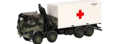 herpa 747288 Iveco Trakker 8x8 Ladekran 20ft Container Bundeswehr Militärmodell 1:87