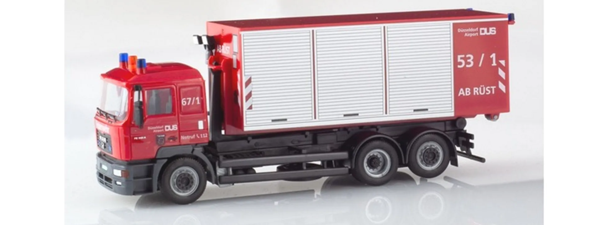 herpa 928748 MAN F2000 Abrollcontainer-LKW Feuerwehr Düsseldorf Baulichtmodell 1:87