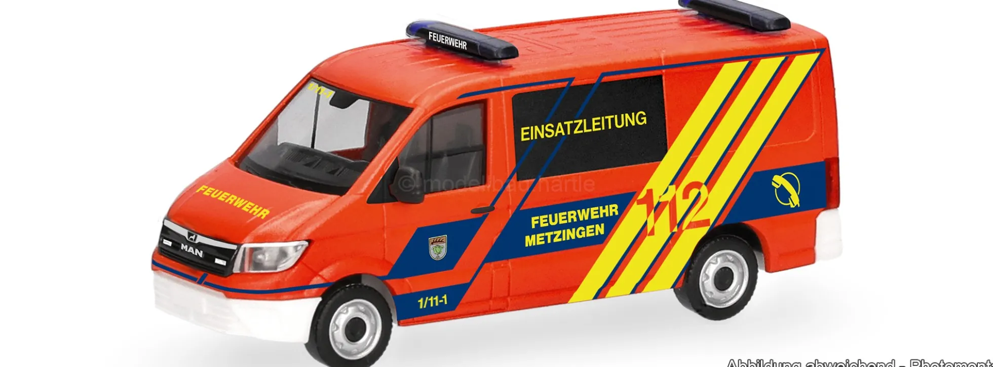 herpa 099967 MAN TGE Halbbus FD - FW Metzingen/ELW | Blaulichtmodell 1:87
