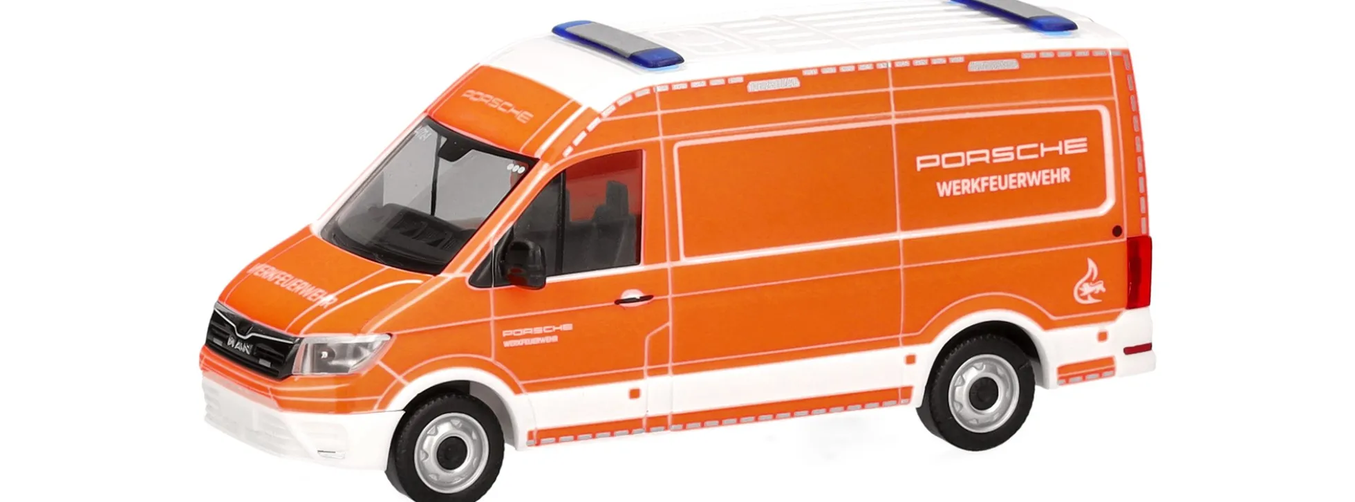 herpa 098540 MAN TGE Kasten HD - PORSCHE Werkfeuerwehr | Blaulichtmodell 1:87