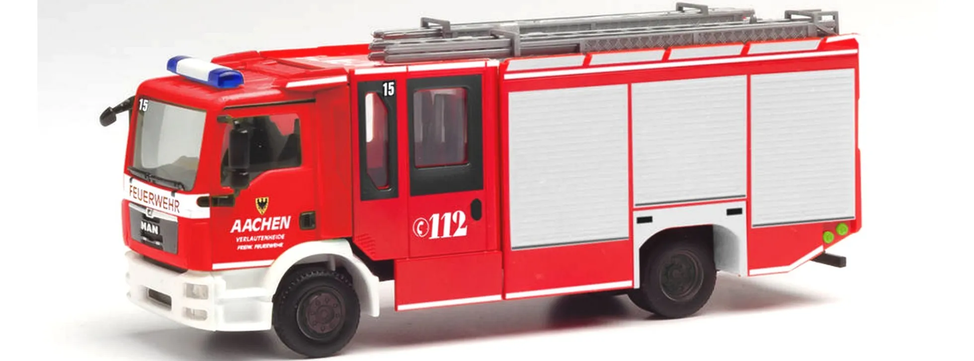 herpa 095730 MAN TGS Ziegler Z-Cab HLF20 Feuerwehr Aachen Verlautenheide Blaulichmodell 1:87