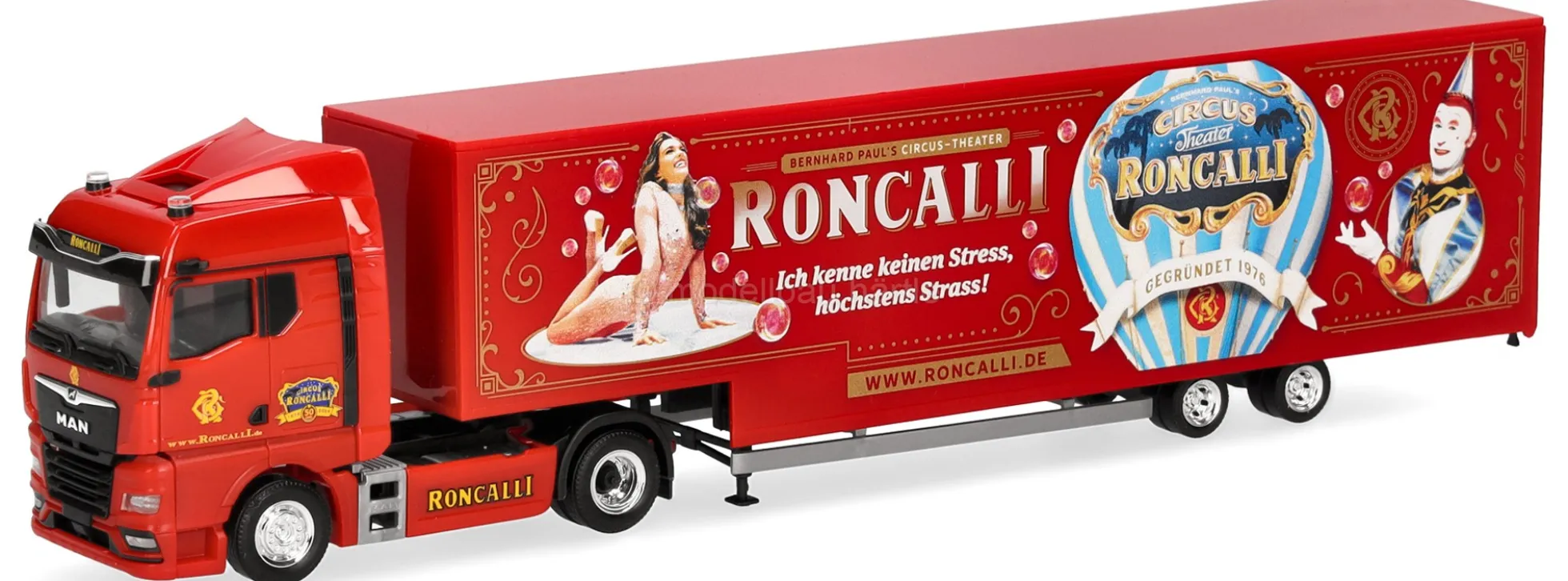 herpa 320702 MAN TGX GM Jumbokoffer-Sattelzug - Circus Roncalli | LKW-Modell 1:87