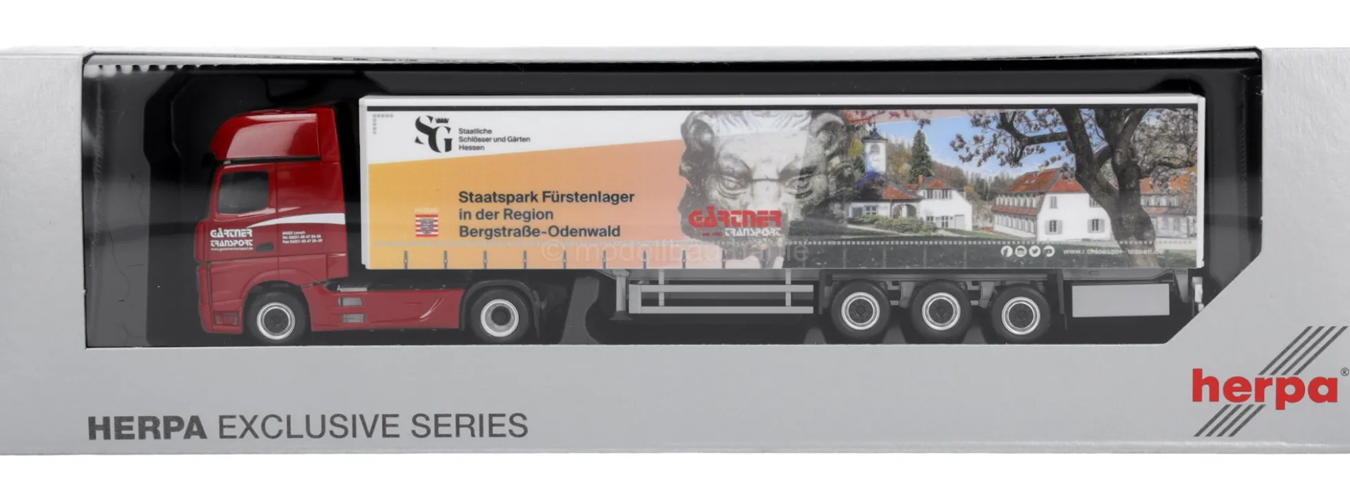 herpa 939263 MB Actros 18 L GS Gardinenplanen-Sattelzug - Gärtner / Fürstenlager | LKW-Modell 1:87