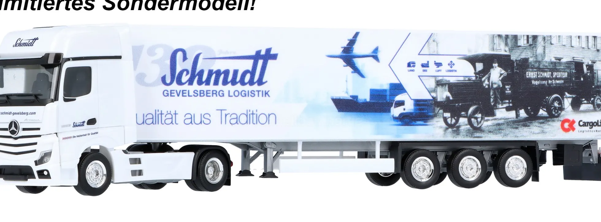 herpa 959698 MB Actros 18 L GS Koffer-Sattelzug - 130 Jahre Schmidt Gevelsberg | LKW-Modell 1:87