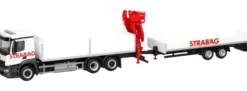 herpa 320665 MB Actros M Baustoff-LKW mit Kran und Anhänger STRABAG | LKW-Modell 1:87