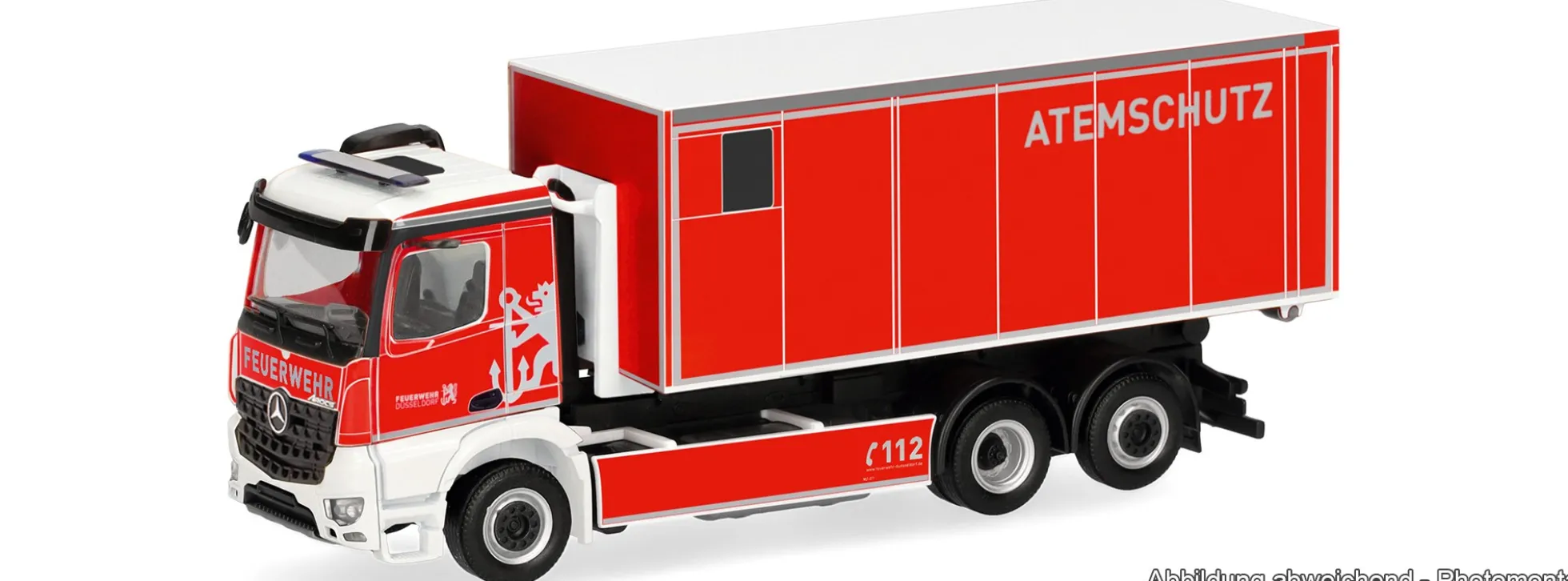herpa 099776 MB Arocs M Wechsellader-LKW FW Düsseldorf/Atemschutz | Blaulichtmodell 1:87