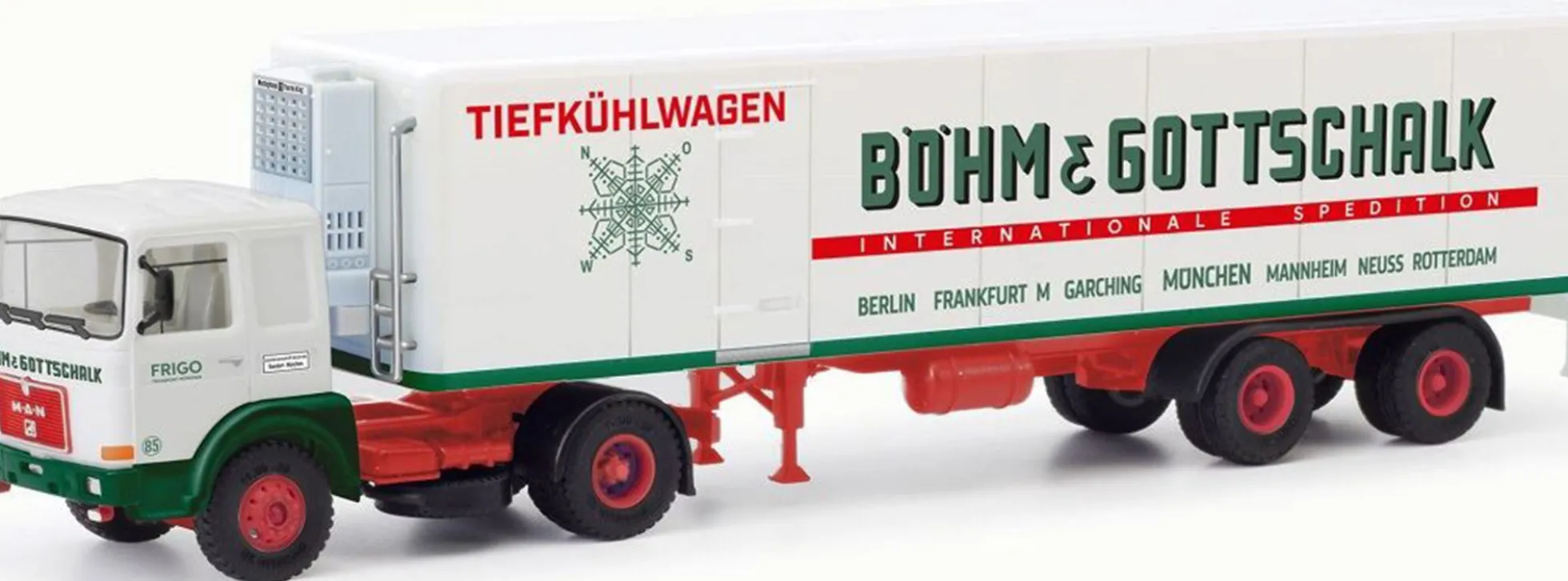 herpa 87MBS026420 MAN F8 Kühlkoffersattelzug Böhm und Gottschalk LKW-Modell 1:87