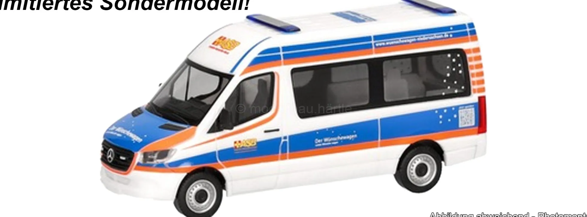 herpa 962391 MB Sprinter 18 Bus HD ASB Wünschewagen | Interschutz 2026 | Blaulichtmodell 1:87