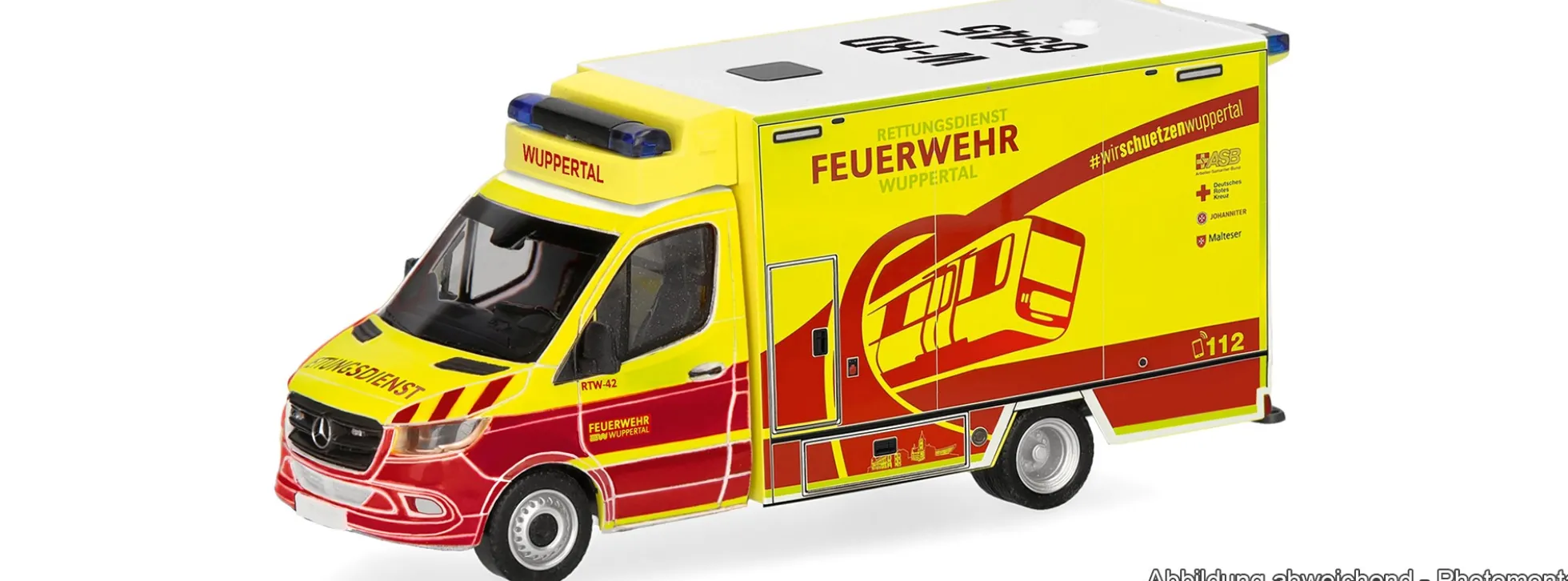 herpa 099752 MB Sprinter 18 Fahrtec RTW FW Wuppertal | Blaulichtmodell 1:87