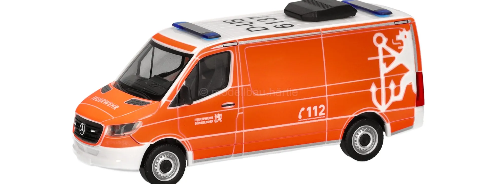 herpa 099028 MB Sprinter 18 Halbbus Flachdach Feuerwehr Düsseldorf | Blaulichtmodell 1:87