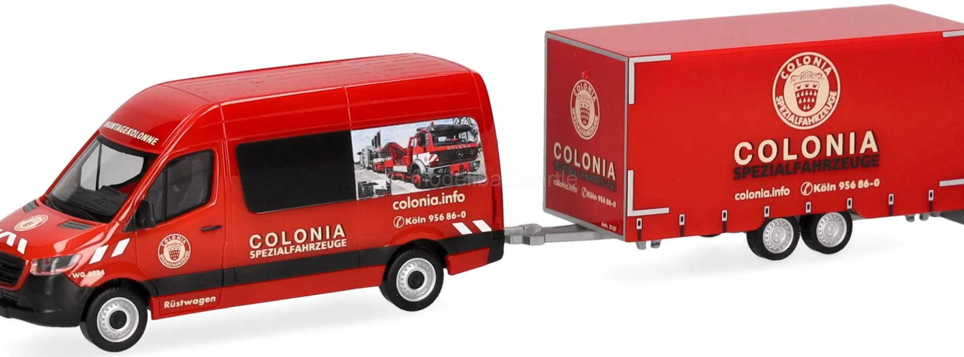 herpa 098618 MB Sprinter 18 Halbbus Hochdach + Anhänger Colonia | Modellauto 1:87