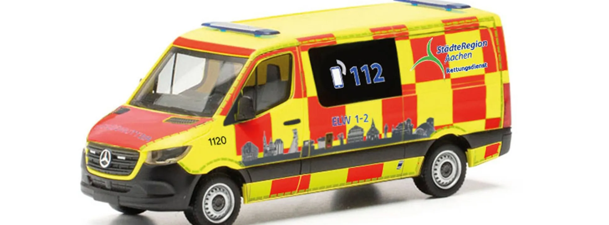 herpa 097741 Mercedes-Benz Sprinter FD 2018 Rettungsdienst Städteregion Aachen Blaulichtmodell 1:87