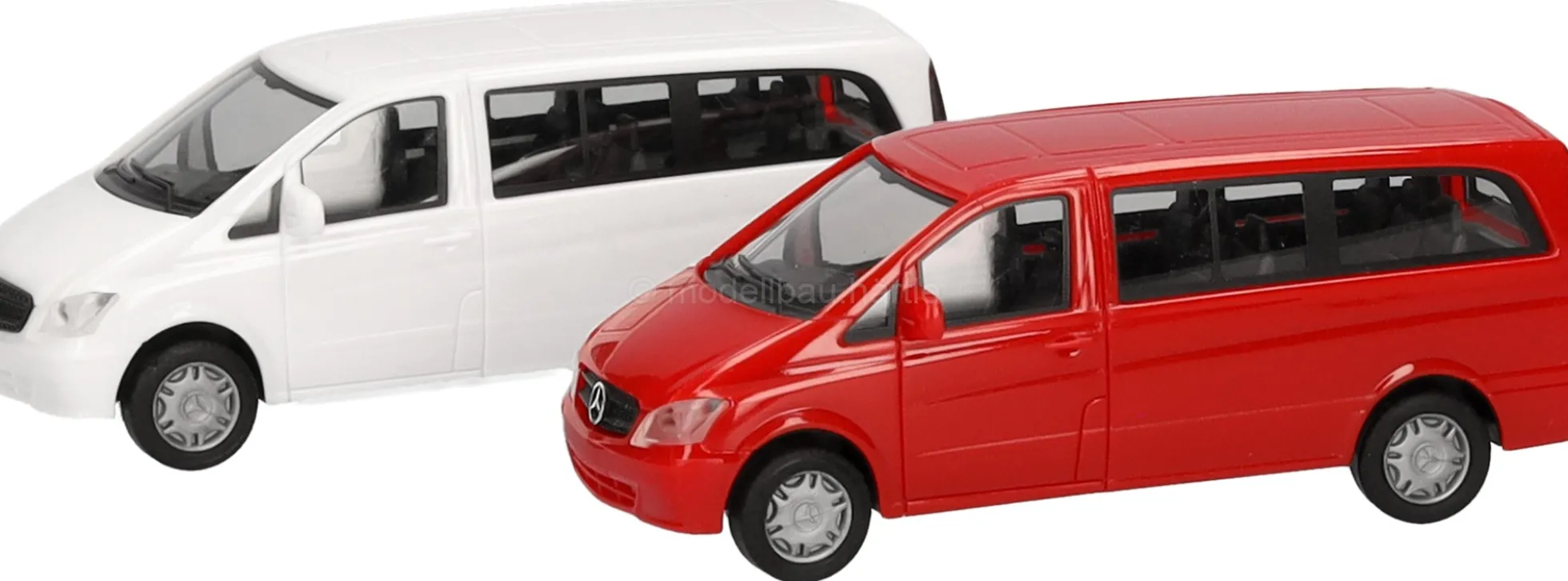 herpa 014212 MiniKit MB Vito Bus - weiß/rot | 2 Stück | Modellauto Bausatz 1:87