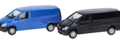 herpa 014229 MiniKit MB Vito Kasten - enzianblau/schwarz | 2 Stück | Modellauto Bausatz 1:87