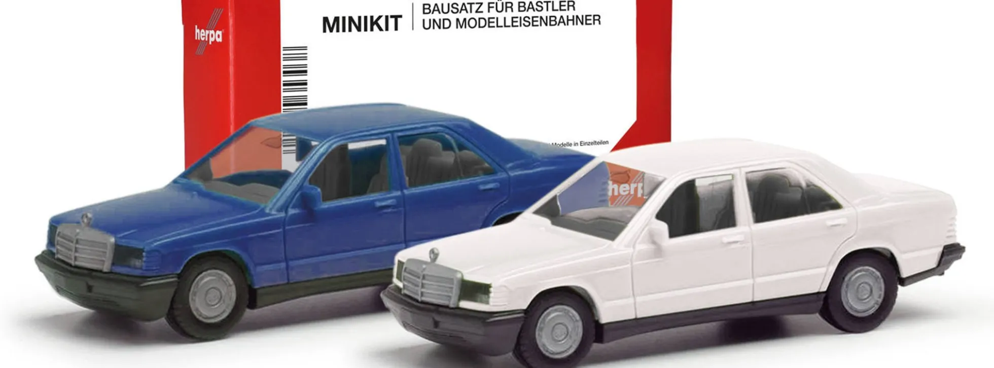 herpa 012409-009 MiniKit Mercedes-Benz 190E W201 weiß/blau | Bausatz 1:87