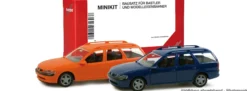 herpa 012324-004 MiniKit Opel Vectra Caravan - orange/blau | 2 Stück | Modellauto Bausatz 1:87
