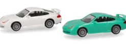 herpa 014083 MiniKit Porsche 911 GT3 996 grandprixweiß hellgrün Bausatz Automodell 1:87