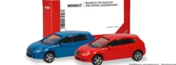 herpa 013970-003 MiniKit Seat Leon - rot/blau | 2 Stück | Modellauto Bausatz 1:87