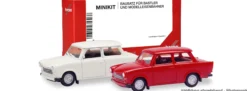 herpa 013901-003 MiniKit Trabant 601 Limousine - weiß/rot | 2 Stück | Modellauto Bausatz 1:87