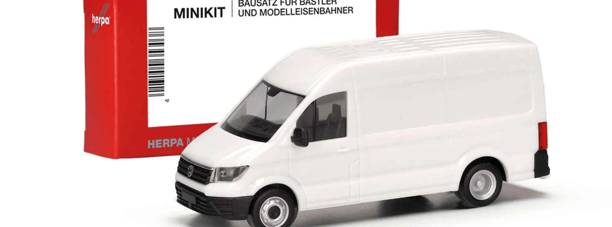 herpa 014038 MiniKit VW Crafter Transporter Hochdach mit Zwillingsbereifung weiss Bausatz 1:87