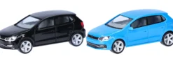 herpa 014366 MiniKit VW Polo 5-türig 2014 - blau/schwarz | 2 Stück | Modellauto Bausatz 1:87