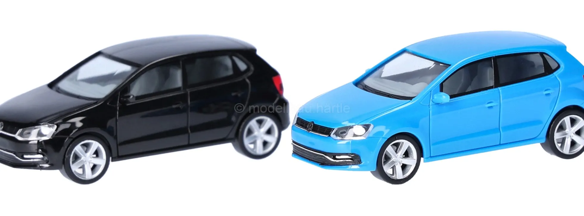 herpa 014366 MiniKit VW Polo 5-türig 2014 - blau/schwarz | 2 Stück | Modellauto Bausatz 1:87