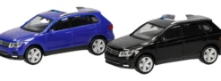 herpa 013109-003 MiniKit VW Tiguan ultramarinblau / schwarz | 2 Stück | Blaulichtmodell Bausatz 1:87