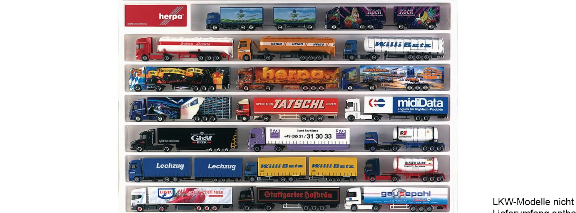 herpa 029254 Modell LKW-Schaukasten | Abmessung 64,5 cm x 45 cm x 3,5 cm | weiß