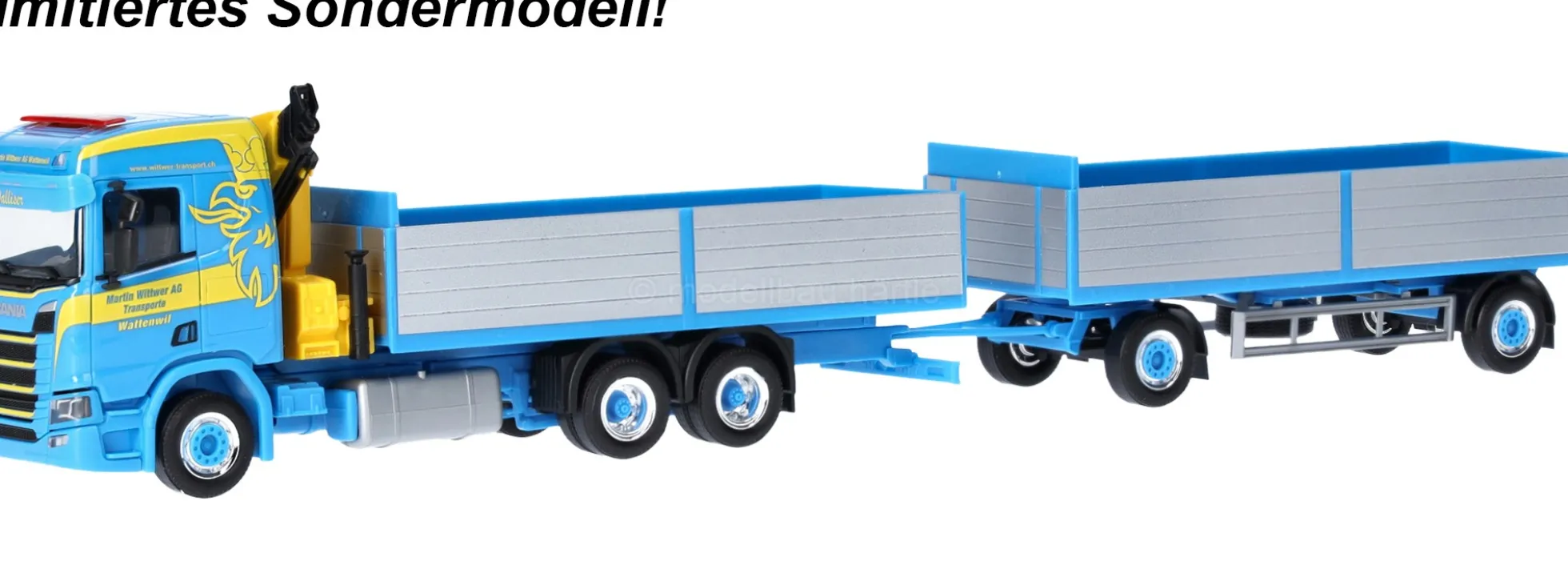herpa 926072 Scania CR 20 ND Pritschen-Hängerzug mit Laderan - Martin Wittwer | LKW-Modell 1:87