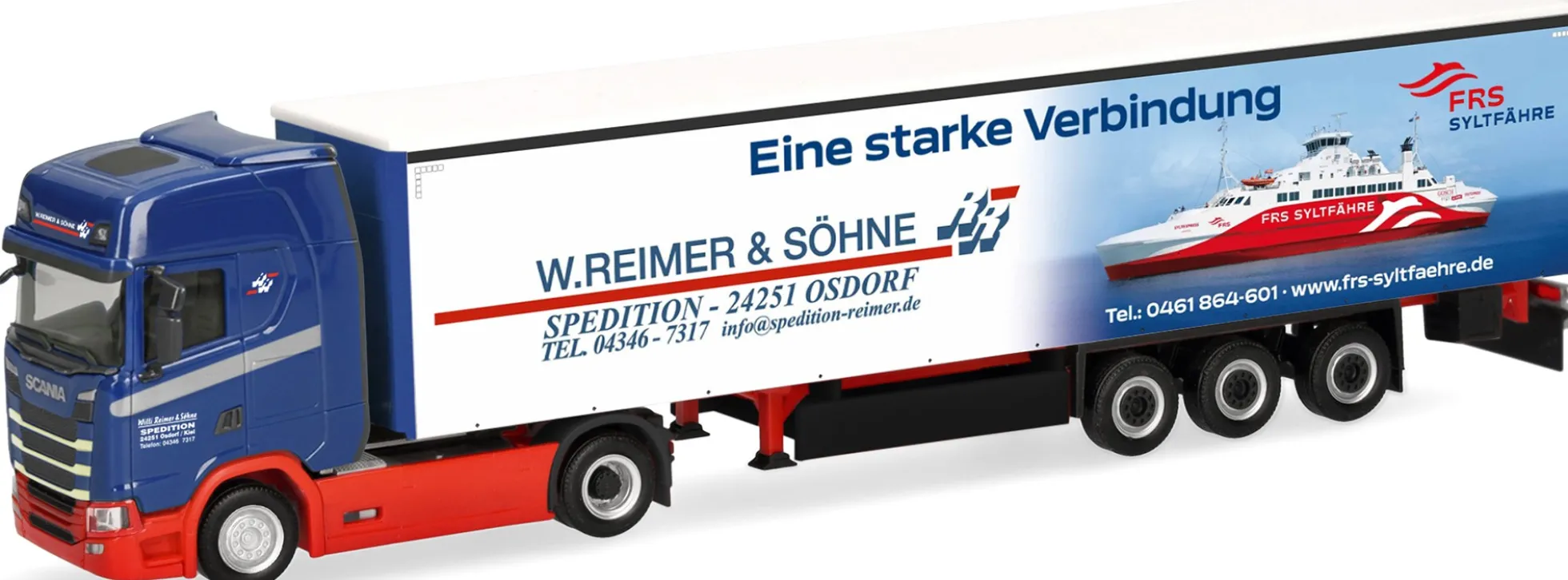 herpa 322157 Scania CS20 HD Gardinenplanensattelzug Reimer und Söhne LKW-Modell 1:87